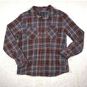 RVCA Mens Regular Fit Plaid Flannel Button Up Shirt Size Medium